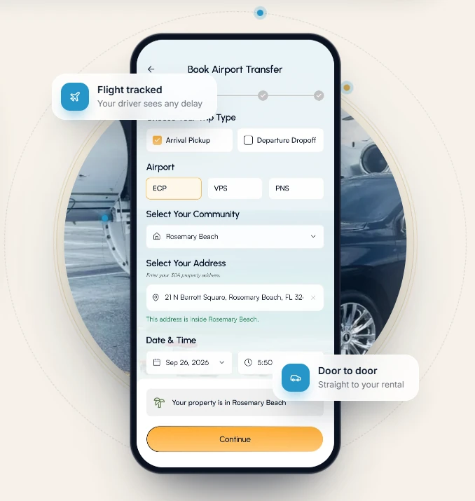 My30A Host app: booking an airport transfer