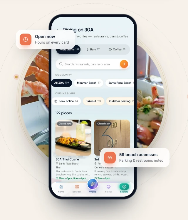 My30A Host app: dining guide for 30A