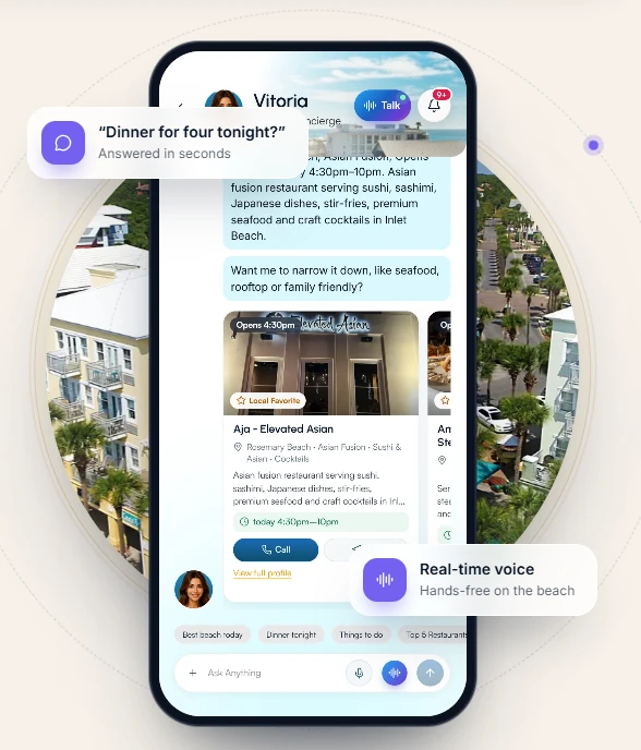 My30A Host app: chatting with Vitória, the AI concierge